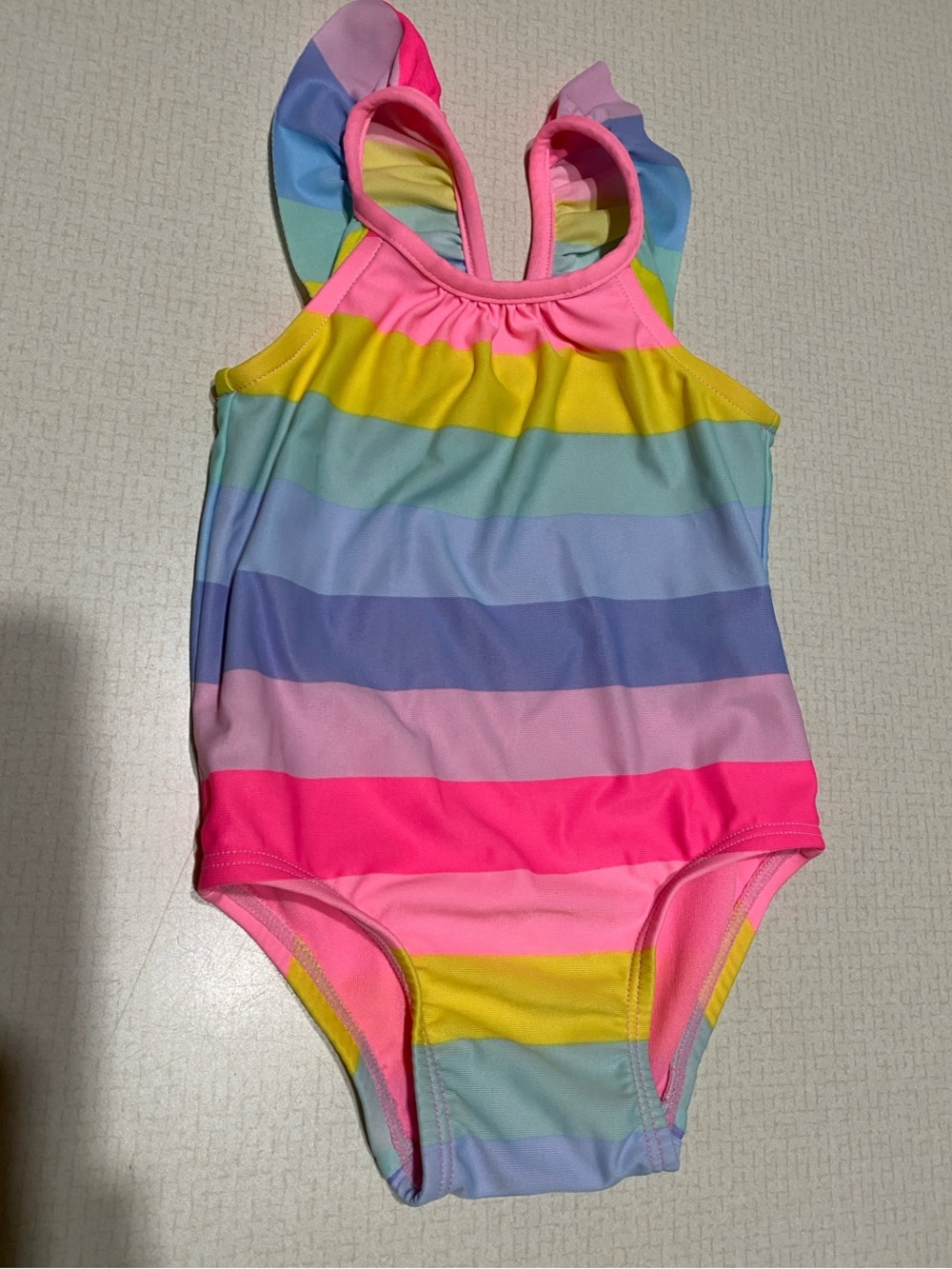 Baby Gap Rainbow Stripe One-Piece Swimsuit - Pink & Multicolor